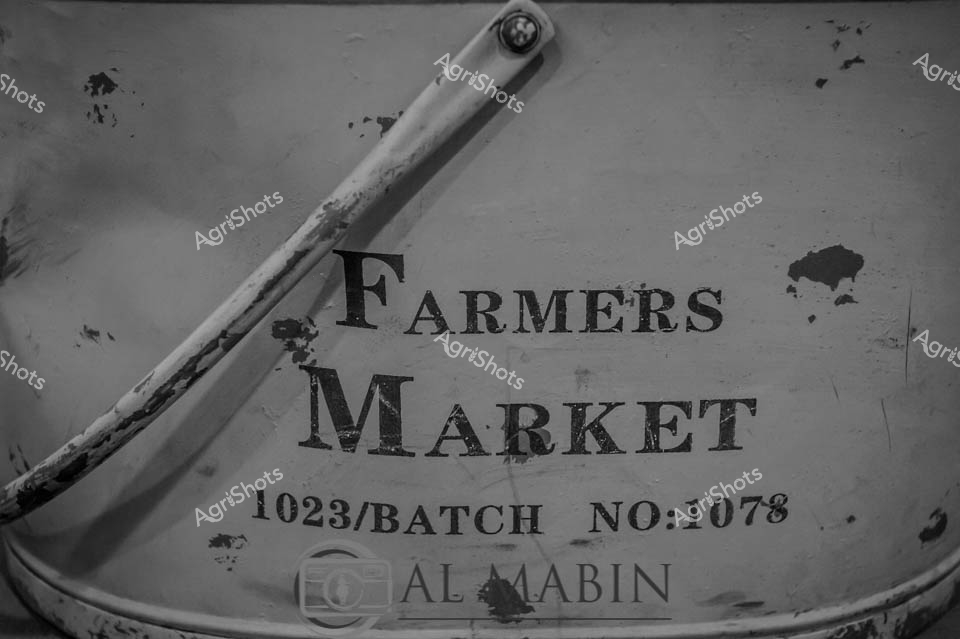 A vintage agricultural container reveals the timeless essence of Australian farm production. The black and white image captures the industrial heritage of agricultural supply chains, with a worn metal rod or handle crossing the frame, suggesting durability and functional simplicity. Subtle wear marks and aged textures speak to decades of rural productivity, highlighting the robust and practical nature of farming equipment. The stark monochromatic palette emphasizes the utilitarian design and historical significance of this farmers market container, representing the critical infrastructure that connects agricultural producers to local markets and consumers. Each scratch and patina tells a story of hard work, resilience, and the enduring spirit of Australian agricultural communities.
